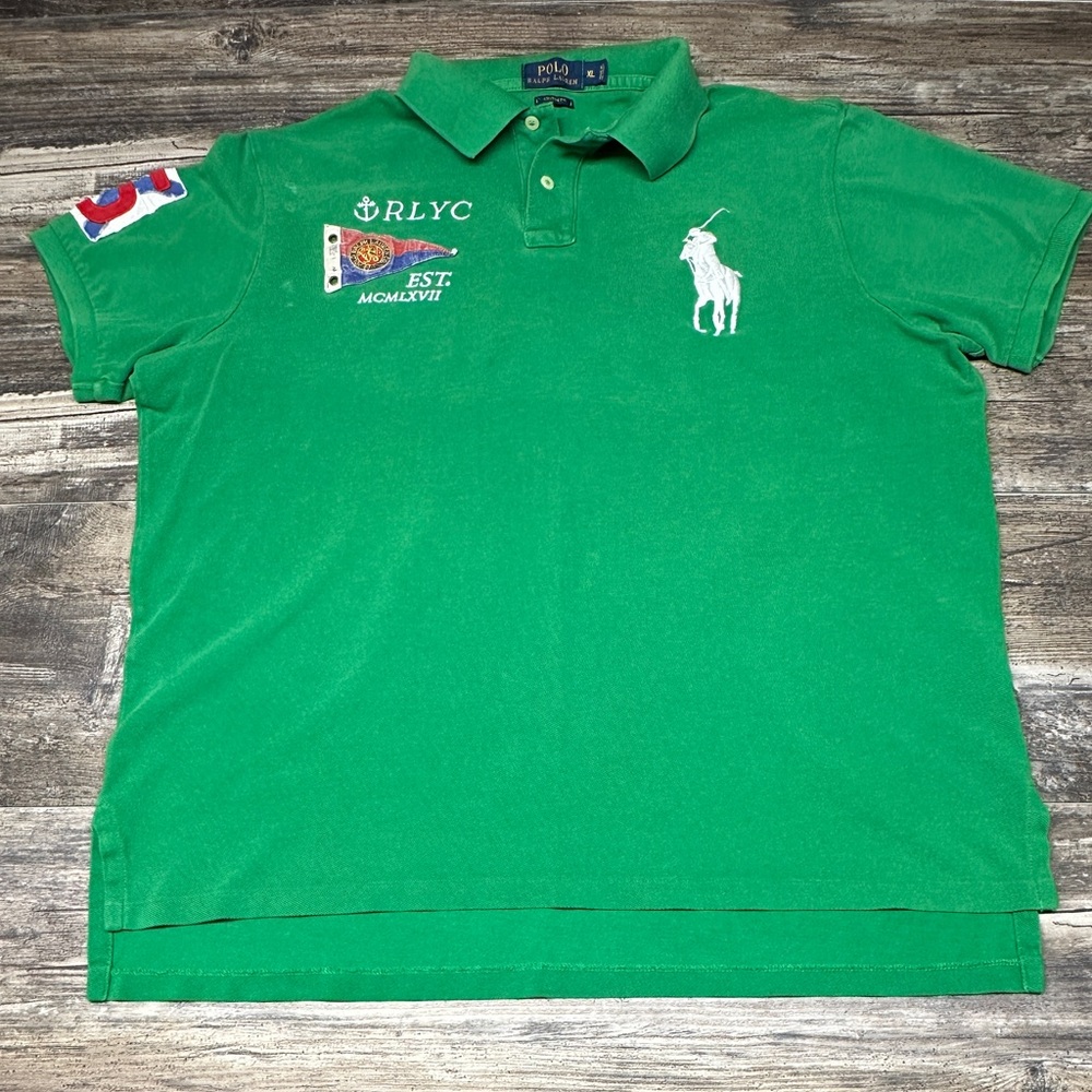 Polo Ralph Lauren RLYC Yacht Club Big Pony Polo Shirt XL Green GUC
